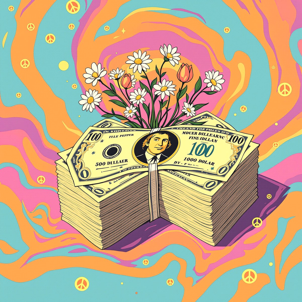 Stack with flowers